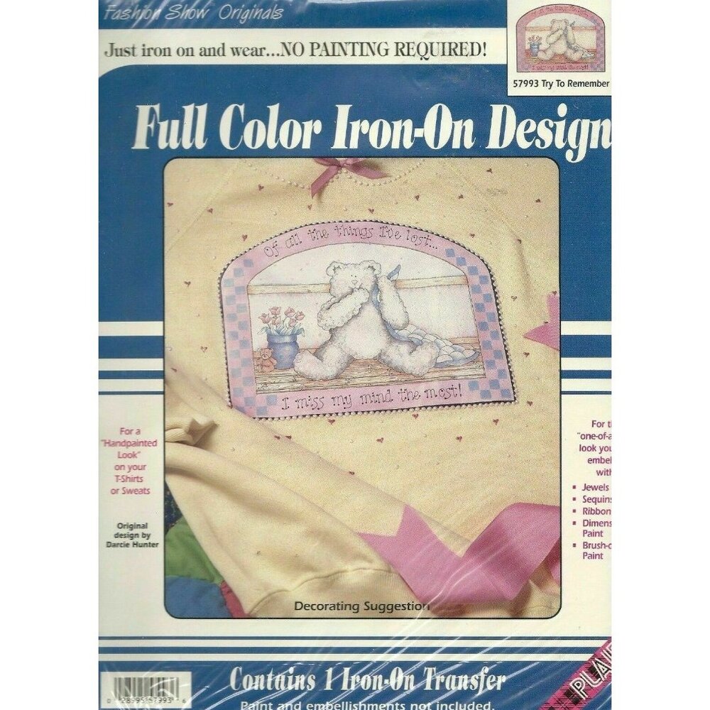 Full Color Iron-On Transfer Bear Design By Darlene Hunter